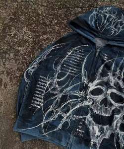 Sweat-shirt à capuche Y2K pour hommes et femmes, imprimé araignée, style Hip Hop, avec fermeture éclair, manches longues, veste décontractée ample pour l'automne et l'hiver, style Harajuku - Product Image 3