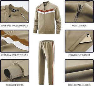 ชุดวอร์ม2ชิ้นเสื้อแขนยาวสำหรับผู้ชาย, ชุดวอร์มเสื้อแจ็คเก็ตกางเกง - Product Image 3