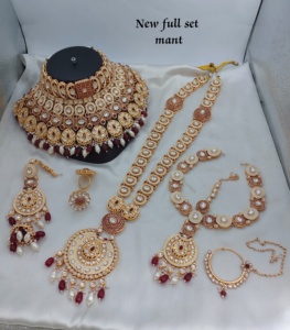 TRADITIONAL & FANCY ANTIQUE DESIGNER BRIDAL <b>JEWELLERY</b> GOLD PLATED and CZ ZIRCON BRIDAL WEDDING NECKLACE <b>SET</b> and FORWOMEN & <b>GIRL</b> - Product Image 2