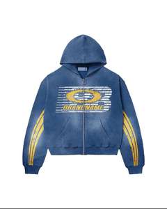 Heavy Cropped Hoodies Street Style Vintage Acid Wash Custom Screen Print Distressed <b>Zip</b>-<b>Up</b> HoodieCustom - Product Image 4