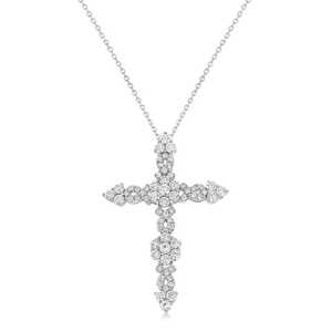 Collier pendentif croix en or blanc 18 carats avec diamant de 1,93 ct, bijou luxueux - Product Image 2