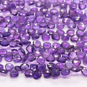 Cuentas de Briolette de piedras preciosas sueltas en forma de corazón facetado de amatista púrpura Natural, cuentas de piedra púrpura de 5mm para la fabricación de joyas, precio a granel - Product Image 2