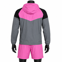Ensemble de survêtement unisexe d'hiver décontracté imperméable grande taille avec veste coupe-vent à blocs de couleur et short, tenue de sport à capuche