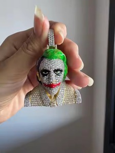 Qualité supérieure 3A Grand pendentif de dessin animé Joker CZ Hop Hip Glacé Diamant simulé Cadeau personnalisé disponible à un prix abordable - Product Image 5