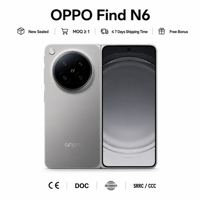 New OPPO Find N6 5G Folding Phone Seamless Crease 200MP Hasselblad Camera Snapdragon 8 Elite 6000mAh 120Hz LTPO OLED 16GB 512GB