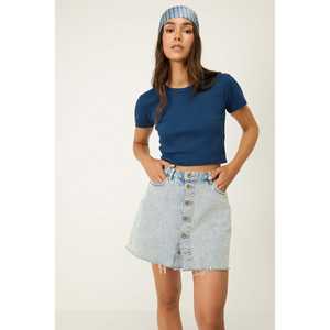 T-shirt court décontracté à manches courtes et col rond en tissu turc 100% coton, coupe classique - Product Image 3