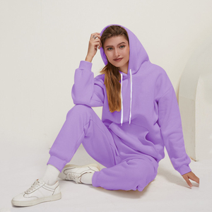 ชุดวอร์มแขนยาวผ้าฝ้าย100% เป็นมิตรกับสิ่งแวดล้อมสำหรับผู้หญิงชุดเล่นยิมพร้อมผ้าฟลีซสำหรับเล่นกีฬาฤดูหนาว - Product Image 1