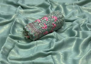 ชุดแต่งงานส่าหรีผ้าชีฟองมาใหม่ล่าสุดเสื้อเบลาส์พร้อมงานปักผู้ผลิตจาก Surat - Product Image 6