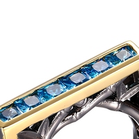 Bague pour homme, bijoux en argent Sterling 925, Zircon bleu, italien, fait à la main