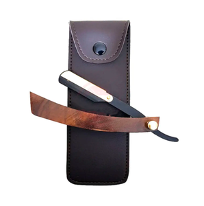 Maquinilla de afeitar de acero inoxidable para peluquero con mango de madera, logotipo personalizado, instrumentos de belleza para peluquería, forma de polvo - Product Image 1