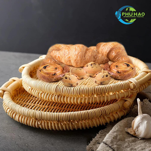 Bandeja de comida de ratán tejida vietnamita hecha a mano, duradera, ideal para alimentos, frutas y usos decorativos a buen precio de fábrica, personalización - Product Image 5