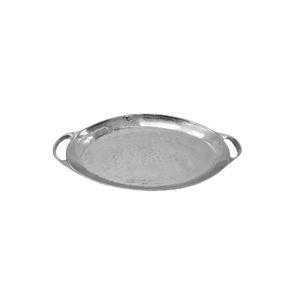 Plateau de service ovale moderne en argent, plateau décoratif en aluminium martelé à la main, décoration d'intérieur, vaisselle, plateau de service pour collations - Product Image 2