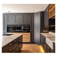 Meuble de cuisine personnalisé nord-américain en Mdf, emballage plat classique brillant en bois d'érable massif, Shaker moderne, ensemble d'armoires de cuisine