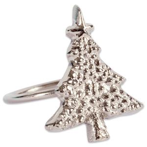 Anillos de Servilleta de Metal Plateado con Diseño de Árbol de Navidad Elegante para Decoración de Mesa Navideña, Fiestas, Cenas Festivas y Celebraciones en el Hogar - Product Image 1