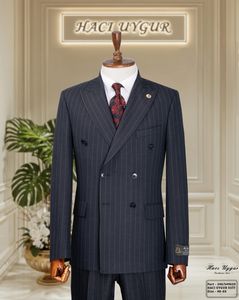 Costume de mariage pour hommes 80% laine 20% polyester coupe ajustée tenue d'affaires pour réunions et événements - Product Image 6