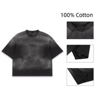 T-shirt en molleton 100% coton, col rond, surdimensionné, pour homme, impression en relief, design vierge, impression de logo personnalisée, respirant, grande taille