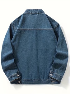 Veste en jean en toile pour homme, style décontracté, couleur unie, simple boutonnage, style cowboy, avec rembourrage en duvet – Vente en gros - Product Image 2