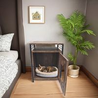 SCE SCF-001 Cage pour chat multifonctionnelle en bois brun foncé, forme de trous de boissons, tube métallique, fermeture à glissière, utilisable toute l'année