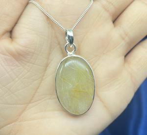 Colgante de Plata de Ley 925 hecho a mano para mujer, piedra preciosa de rutilo dorado Natural con acabado plateado - Product Image 3