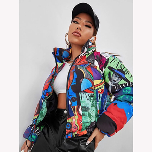 Chaqueta de burbujas acolchada de satén de invierno de alta calidad para mujer, logotipo personalizado, cuello levantado, cálido, acolchado, patrón sólido, forro de seda estampado - Product Image 5