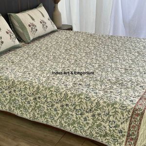 Wholesale Hand Block Printed Knitted Eco-Friendly Cotton <b>Quilted</b> Bedspreads Bedcover - Product Image 5