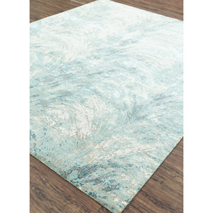 Tapis Tattvam noué à la main en laine et soie de bambou, motif abstrait bleu Srb(9001) pour usage domestique - Product Image 2