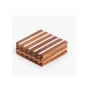 Sous-verres en bois de haute qualité, écologiques, durables, forme carrée, logo personnalisé, design moderne, ensemble pour tasses à thé et à café - Product Image 4