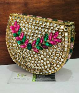 Handmade Feng Shui Rhinestone Crystal Diamond Brass <b>Clutch</b> Purse for Women Evening Wedding with <b>Pearl</b> Clasp Shiny Mosaic - Product Image 6