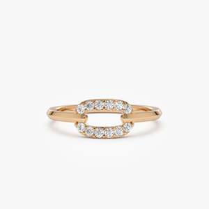 14K oro sólido Rosa diamante natural joyería fina uso diario anillo de diamante de un solo enlace corte brillante para mujer certificado por terceros - Product Image 5