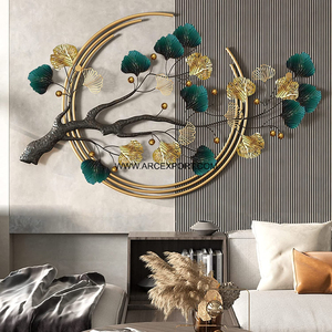 Nuevas artes decorativas de pared de Metal, decoración de pared para el hogar, sala de estar, decoración de lujo, diseño de hojas, artes colgantes de pared, Color dorado - Product Image 6