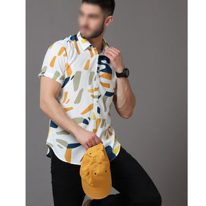 Camiseta de Manga Corta Estampada, Ecológica, Duradera, de Spandex/Poliéster, Cómoda, Diseño Pakistaní, Cuello Alto, Transpirable - Product Image 4