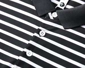 Polos de Golf de alta calidad para hombre, Polo suave a rayas de manga corta de algodón peinado 100% con logotipo personalizado bordado - Product Image 2