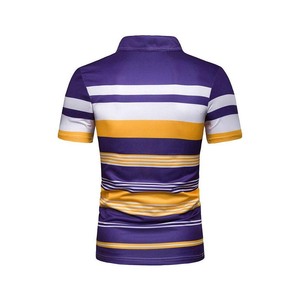 Camisas sin cuello 2025 para hombre, camisetas sólidas de verano con cuello de hoja para hombre, sin cuello Polo a rayas, polos para hombre - Product Image 4