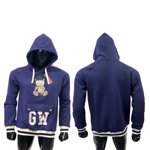 Sudadera con capucha para hombre con logotipo personalizado al por mayor patrón sólido Sudadera con capucha con logotipo impreso bordado de gran tamaño de EE. UU. Sudadera con capucha con pulverizador - Product Image 4