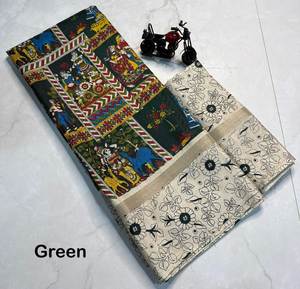 Sari de Algodón Super Mul Mul para Bodas y Fiestas, Sin Arrugas y Absorbente de Humedad - Product Image 1