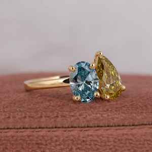 Pera y corte ovalado Lab Grown Diamond Anillo de Bodas de dos piedras Anillo de regalo de aniversario certificado - Product Image 3