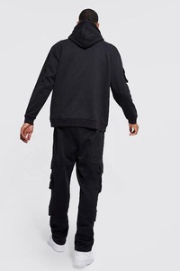 Sweat à capuche personnalisable, coupe ample et décontractée, couleur unie, vierge, 100% coton molletonné, hiver, style cargo - Product Image 2