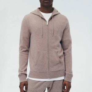 Usine tricoté à la machine pour hommes broderie personnalisée fermeture éclair complète essentiels vintage lourd polaire cachemire sweat à capuche zippé pour hommes - Product Image 1