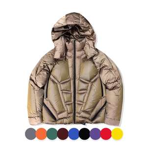 Chaqueta de Plumón Gruesa y Pesada de Moda Urbana, Chaqueta Acolchada con Contraste de Color, Chaqueta de Invierno con Parches Hechos a Mano para Hombre - Product Image 2
