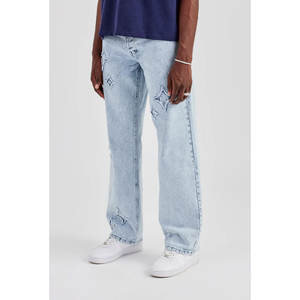 Custom Fashion <b>Men's</b> Washed Denim Pants High Quality Cotton Light Washed Baggy <b>Plus</b> <b>Size</b> <b>Jeans</b> Pant for <b>Men</b> - Product Image 5