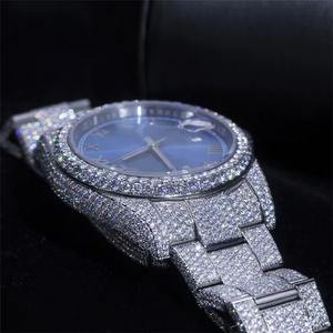 Reloj Mecánico Automático de Lujo de 41 mm con Diamantes Moissanite VVS Certificados por EGL, Correa de Goma Verde, Estilo Hip Hop Completamente Cubierto de Cristales - Product Image 5