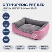Lit orthopédique rectangulaire premium pour chien avec intérieur en peluche douce et tissu extérieur imperméable