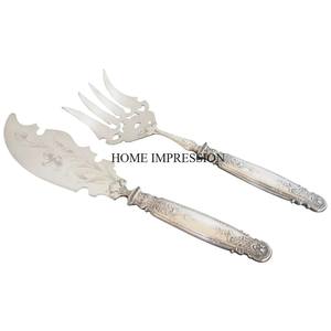 Luxury Gold Zinc Alloy Wedding <b>Pastry</b> Cake Server and Knife <b>Cutter</b> Set With Marble Coaster Rectangle Shape Handles for Best Grip - Product Image 5