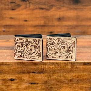 Nueva moda, billetera de cuero mecanizada a mano para hombre, cremallera larga, superventas, patrón occidental, tarjetero de cuero genuino, carteras para hombre - Product Image 2