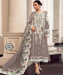 Costume SalwarKameez cousu prêt à l'emploi en coton blanc avec Dupatta pour femmes filles - Product Image 4