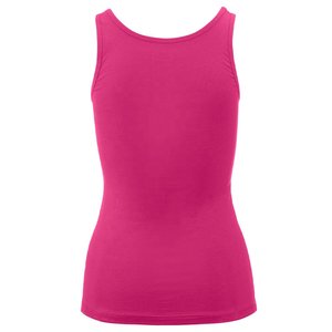 Camiseta de Tirantes de Punto de Color Sólido de Alta Calidad para Mujer, Cuello Redondo, Sin Mangas, Largo Regular, Estilo Casual, Color Rosa Fucsia - Product Image 2