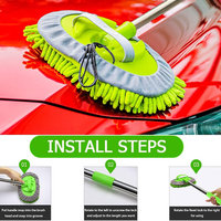 Kit de balai de lavage de voiture en microfibre TRANRICH avec manche télescopique long, balai de nettoyage de voiture en chenille