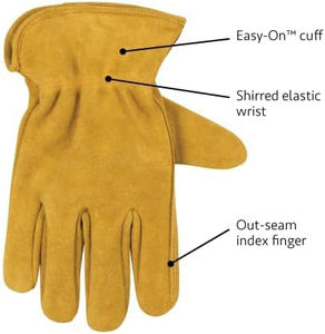 Gants de conducteur en cuir de vachette respirant pour la sécurité des mains-Manchette élastique-Ajustement confortable-Résistant à l'eau - Product Image 2