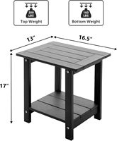 Table d'appoint de chaise Adirondack moderne finition grain de bois noir pour l'extérieur, l'intérieur, la cuisine, le salon, la chambre à coucher et l'école.