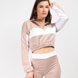 Respirant nouveauté printemps automne couleurs à manches longues sueur broderie sweat costumes décontracté haut court Sexy femmes 2 pièces ensemble - Product Image 5